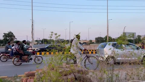 Dirty traffic making rush on roads in Lahore Pakistan on March 18, 2024 Stock Footage 274164395