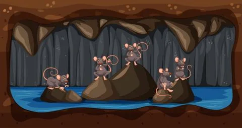 A Dirty Underground Rat House Stock-Illustration