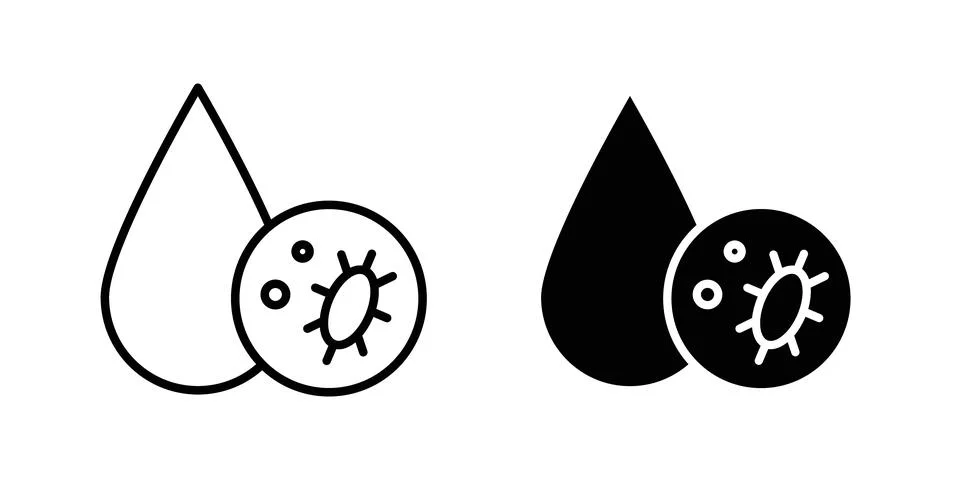 Dirty water drop icon vector template set in black 库存插图