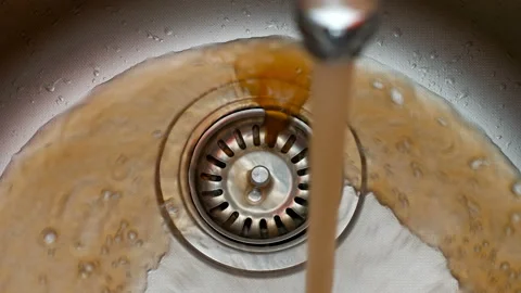 Video Dirty Water Faucet With Dirty Rusty Brown Colored Water