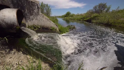 Dirty water flows from a pipe Vídeo Stock 77198568