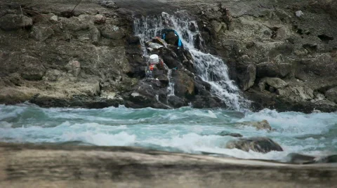 Dirty water polluting the river  Stock Footage 812971
