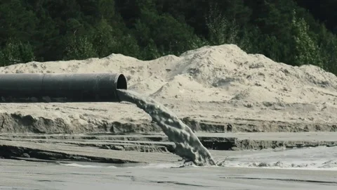 Dirty water pouring from the pipe Stock Footage 285394455