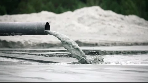 Dirty water pouring from the pipe Stock Footage 285414116