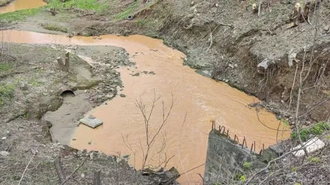 Dirty water in river Stock Footage 153756345