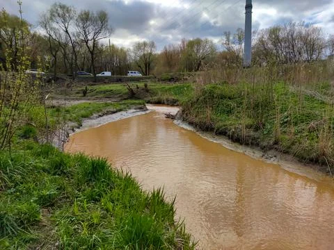 Dirty water in river Stock Photos