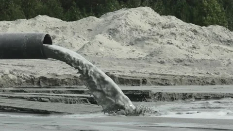 Dirty waters pouring from the pipe Stock Footage 158321195
