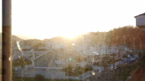Dirty Window Sunset Stock Footage 121246371