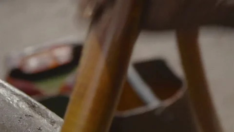 Dirty worker hands manually pumping crude oil from a well in Myanmar Video stock 332760726