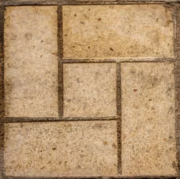 Dirty yellow squared tile. Seamless texture. Top view. Stock Photos