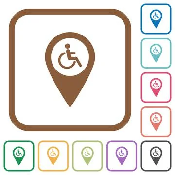 Disability accessibility GPS map location simple icons Stock Illustration