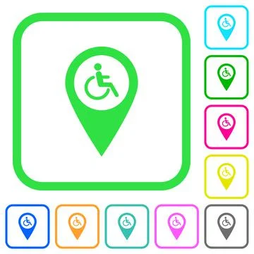 Disability accessibility GPS map location vivid colored flat icons Stock Illustration
