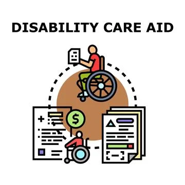 Disability care aid program providing financial assistance Illustration