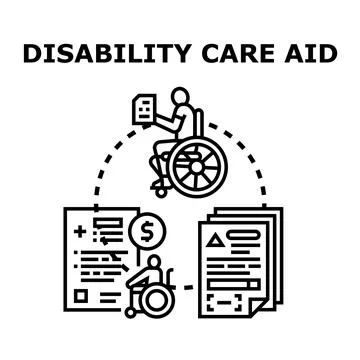Disability care aid program providing financial assistance 스톡 일러스트