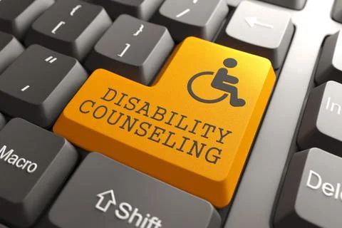 Disability Counseling on Keyboard Button. Stock Illustration
