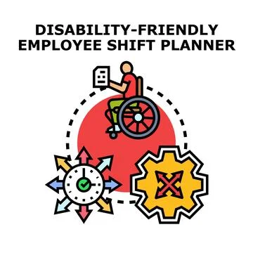 Disability friendly employee shift planning concept illustration Stock Illustration
