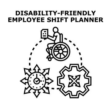 Disability friendly employee shift planning concept illustration Stock Illustration