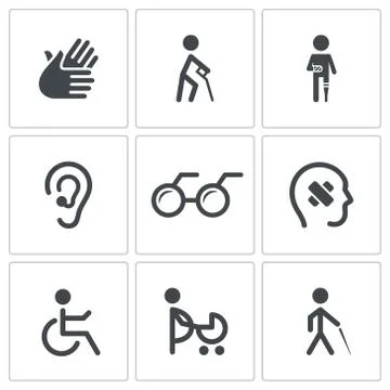 Disability icon collection Stock Illustration