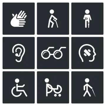 Disability icons set Stock Illustration