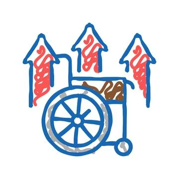 Disability increasing poverty problem icon doodle illustration Illustrazione stock