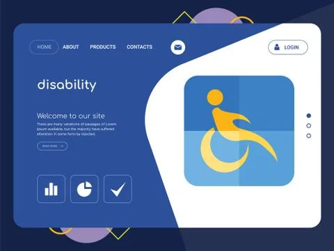Disability Landing page website template design Free Stock Illustration