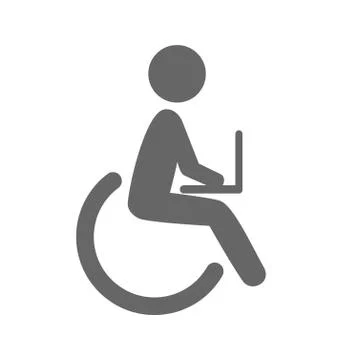 Disability man with notebook pictogram flat icon isolated on whi Stock Illustration