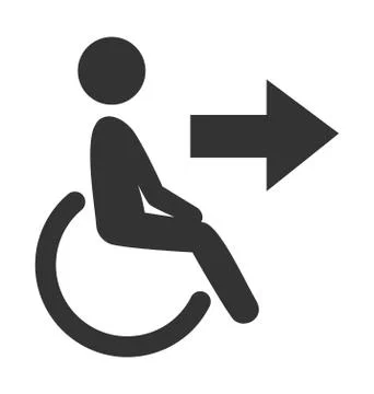 Disability man pictogram flat icon exit isolated on white Stock Illustration