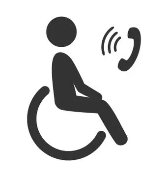 Disability man pictogram flat icon phone isolated on white Stock Illustration