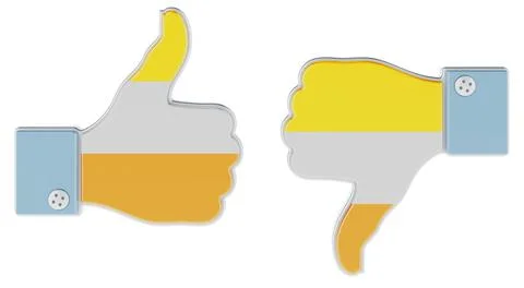 Disability, overcoming flag  painted on the hand with thumb up and thumb down Stock Illustration