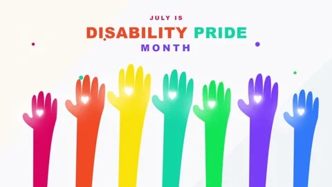 Disability Pride Month Animated Transition with Rainbow Hands Stock Footage 337227647