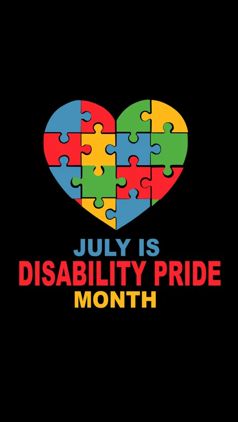 Disability Pride Month Heart Puzzle Awareness Background Animation 스톡 동영상 336782773