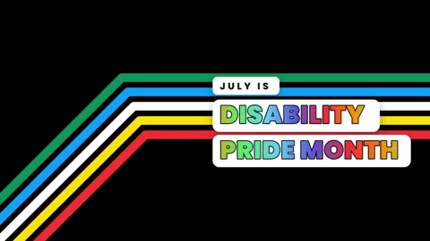 Disability Pride Month July Text Animation on Black Stock Footage 337227640