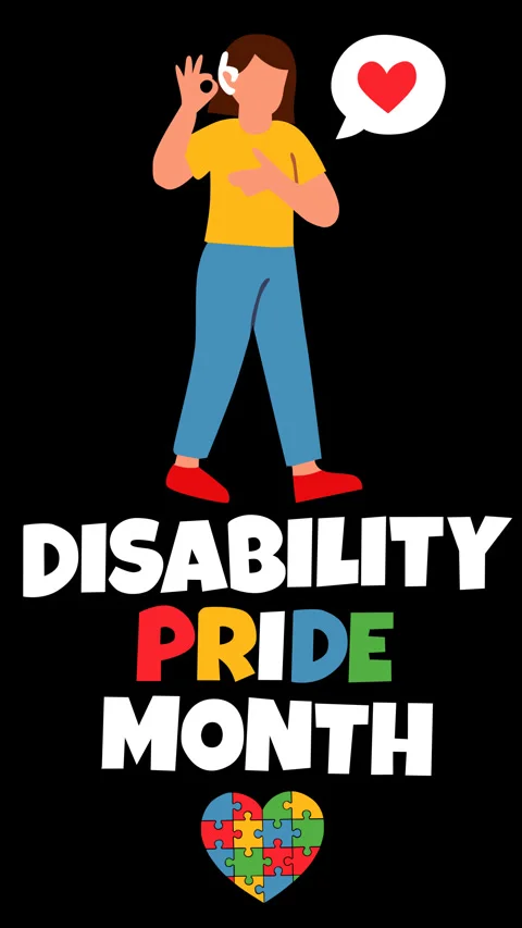 Disability Pride Month Sign Language Awareness Animation 스톡 동영상 336782786