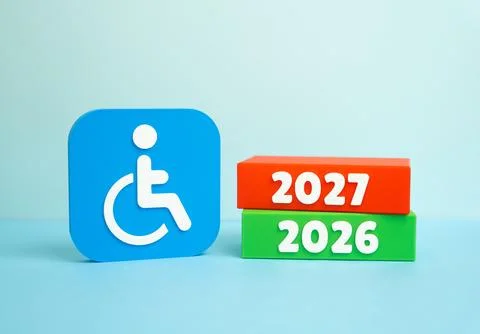 Disability symbol and changes in 2027. Updates to legislation, rules and proc Stock Photos