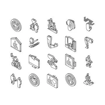 Disability Technology Collection isometric icons set vector Illustrazione stock