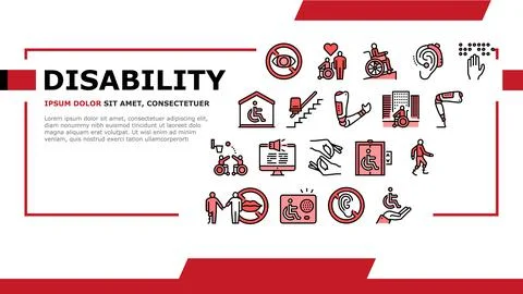 Disability Technology Landing Header Vector Illustrazione stock