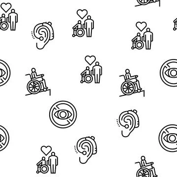 Disability Technology Vector Seamless Pattern Illustrazione stock