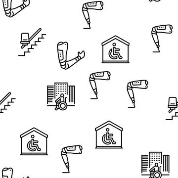Disability Technology Vector Seamless Pattern 스톡 일러스트