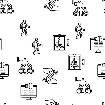 Disability Technology Vector Seamless Pattern Illustrazione stock