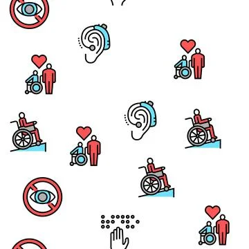 Disability Technology Vector Seamless Pattern Illustrazione stock