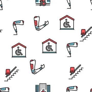 Disability Technology Vector Seamless Pattern 스톡 일러스트