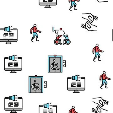 Disability Technology Vector Seamless Pattern Stock Illustration