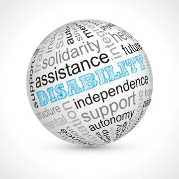 Disability theme sphere with keywords Stock Illustration