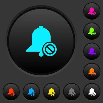 Disable reminder dark push buttons with color icons Stock Illustration