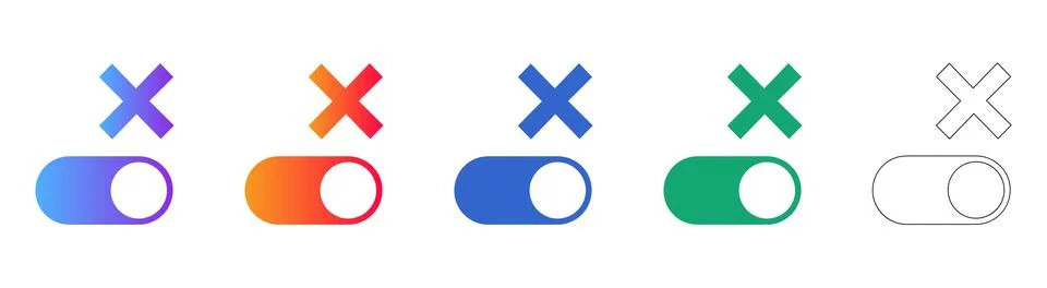 Disable Toggle Switch Icon Set 스톡 일러스트