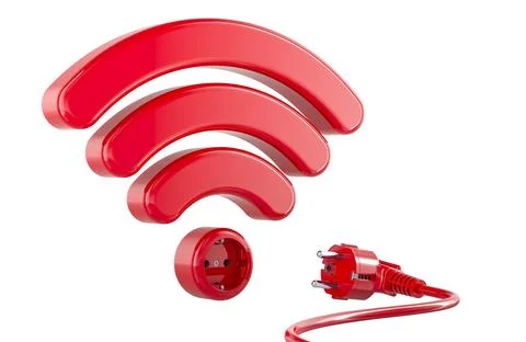 Disable of Wi-Fi internet connection. Disconnection of network, concept. 3D.. 库存插图