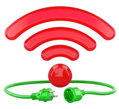 Disable of Wi-Fi internet connection. Disconnection of network, concept. 3D.. 库存插图