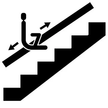 Disabled access elevator lift escalator icon. Stair lift sign. Illustrazione stock