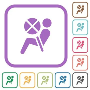 Disabled air bag dashboard indicator simple icons Stock Illustration