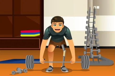 Disabled Athlete Exercising Ilustração Stock